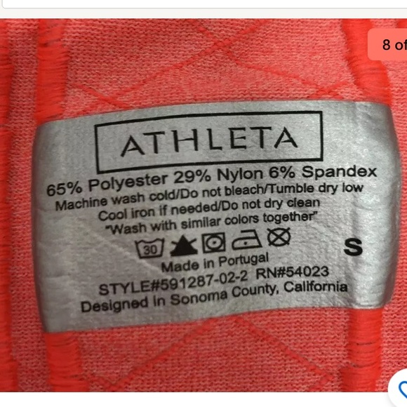Athleta Finish Fast Seamless Active Tangerine Sm - Picture 6 of 8